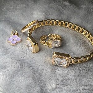 Gold Jewelry Set with Crystal Accents for tonya🤍